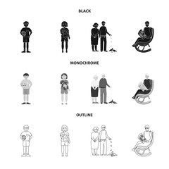 Isolated object of character and avatar logo. Set of character and portrait stock vector illustration.