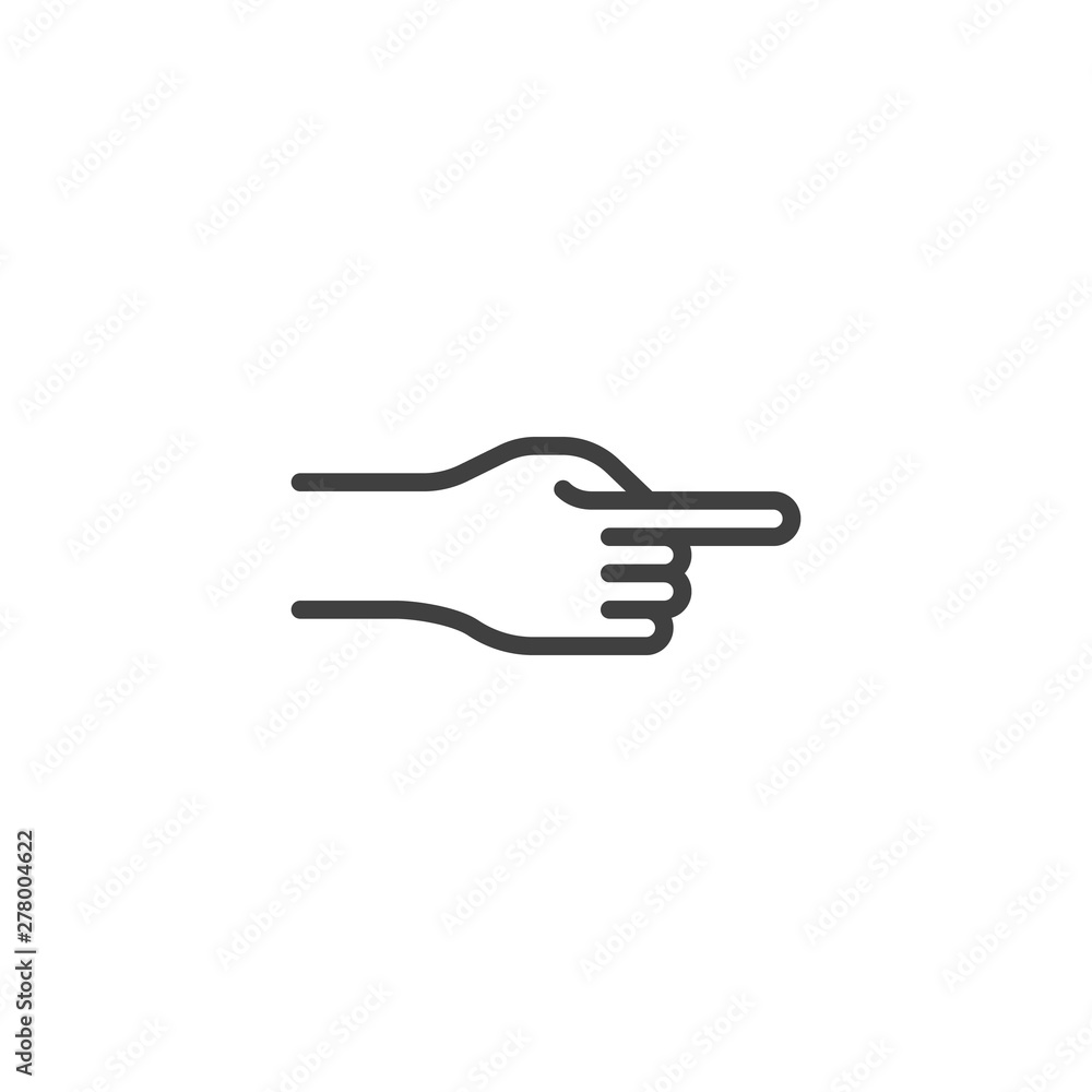 Poster forefinger showing right line icon. linear style sign for mobile concept and web design. right direc