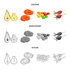 Isolated object of food and raw icon. Collection of food and nature vector icon for stock.
