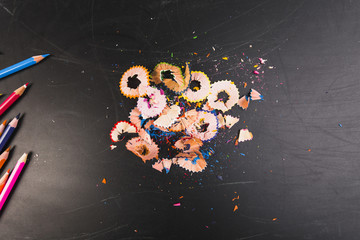 Colourful pencil cuttings