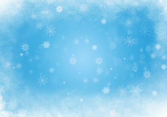 Naklejka na ściany i meble Abstract Blue Winter Background with Ice and Snow