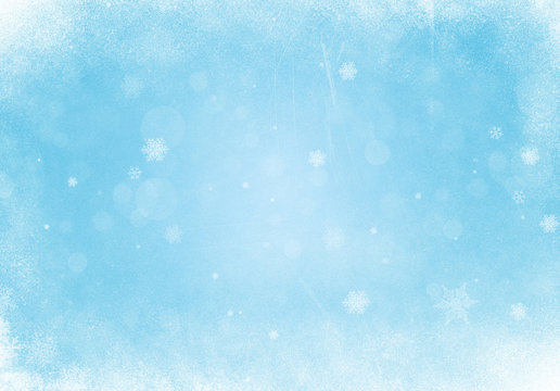 Abstract Blue Winter Background with Ice and Snow
