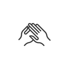 Clapping hands gesture line icon. linear style sign for mobile concept and web design. Greeting, congratulating, friendship outline vector icon. Symbol, logo illustration. Vector graphics