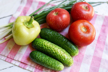 Food background with Organic Vegetables. Healthy food or diet concept