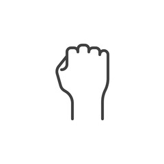 Fist raised up line icon. linear style sign for mobile concept and web design. Fist hand up outline vector icon. Revolution symbol, logo illustration. Vector graphics