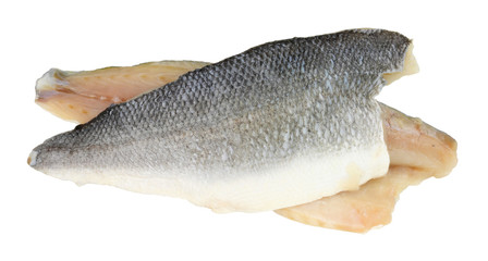 Raw basa fish fillets also known as river cobbler isolated on a white background