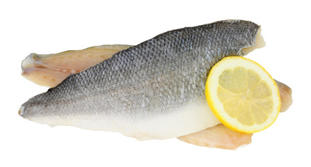 Raw basa fish fillets also known as river cobbler isolated on a white background