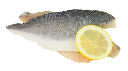 Raw basa fish fillets also known as river cobbler isolated on a white background