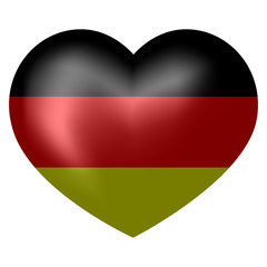 Flag of Germany in heart shape. 3d vector illustration.