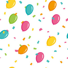 Colorful confetti and balloons seamless pattern