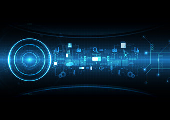 Blue Futuristic Computer Icon Data Background
