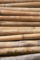 brown bamboo pile prepare for construction building materials