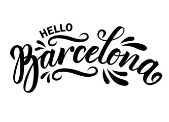 Barcelona. Spain. Hand drawn lettering. Vector illustration