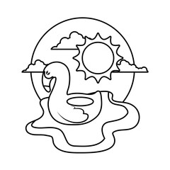 float flemish with sun and eyeglass in beach