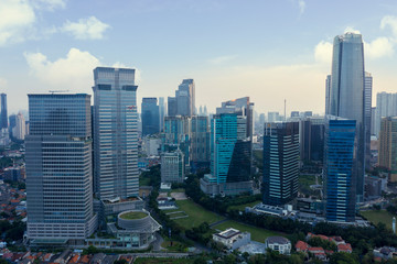 Fototapeta na wymiar Modern skyscrapers in Kuningan CBD area