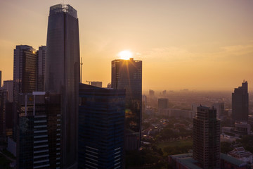 Fototapeta premium Office buildings at dusk time in Jakarta city
