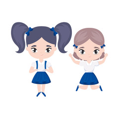 cute little student girls avatar character