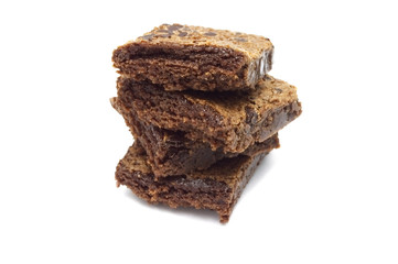 Pile of brownie isolated on white background.