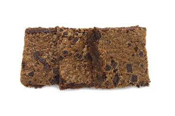 Pile of brownie isolated on white background.