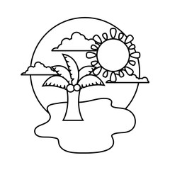 tropical palm with sun in beach