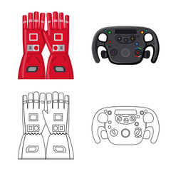 Vector illustration of car and rally icon. Set of car and race vector icon for stock.
