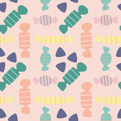 Colorful candies in a seamless pattern design