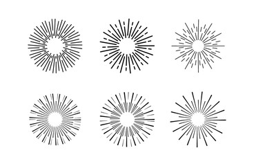 Fototapeta premium Set of Vintage sunbursts with white background.vector ilustration