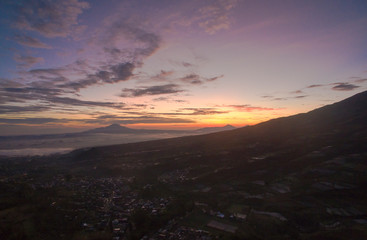 aerial view sunrise gunung sumbing temangung volcano java island indonesia
