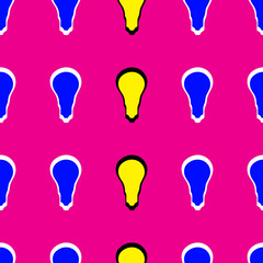 Seamless pattern of light bulbs with different lamp