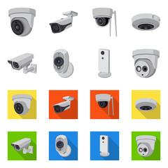Vector design of cctv and camera sign. Set of cctv and system vector icon for stock.
