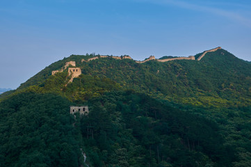 Fototapeta na wymiar Unrestored section of the Great Wall of China, Zhuangdaokou, Beijing, China