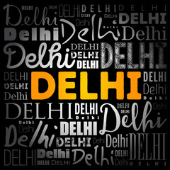 Fototapeta premium Delhi wallpaper word cloud, travel concept background