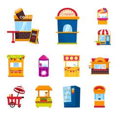 Vector illustration of and booth sign. Set of and vending vector icon for stock.