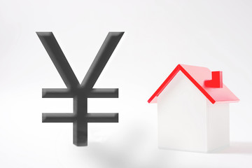 Fototapeta premium Miniature house and Japanese yen. Images of income, assets, debt, purchases etc. ミニチュアハウスと日本円 収入、資産、借金、購入などのイメージ