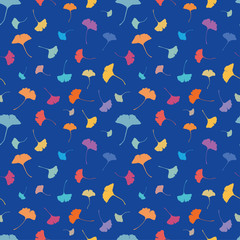 Beautiful colorful Ginkgo leaves seamless pattern, natural autumn background - great for fashion prints, health and beauty products, wallpapers, backdrops, banners - vector surface design
