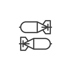 Nuclear bomb line icon. linear style sign for mobile concept and web design. Atomic air bomb outline vector icon. War War symbol, logo illustration. Vector graphics