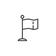 Flag pole line icon. linear style sign for mobile concept and web design. Military battle flag outline vector icon. Symbol, logo illustration. Vector graphics