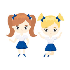cute little student girls avatar character