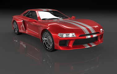Sports coupe red with a hard top. 3d illustration