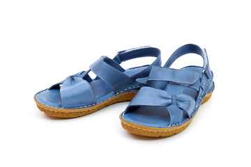 Blue leather sandals