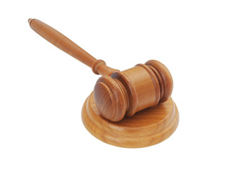 Wooden judge gavel isolated on white background