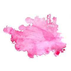 Watercolor stain of pink with splashes.
