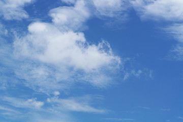 Naklejka na ściany i meble Blue sky background, white clouds in blue sky