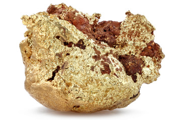 native 1.05 gram gold nugget from Kenieba District, Mali, Africa isolated on white background