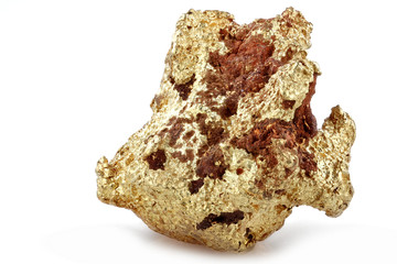 native 1.05 gram gold nugget from Kenieba District, Mali, Africa isolated on white background
