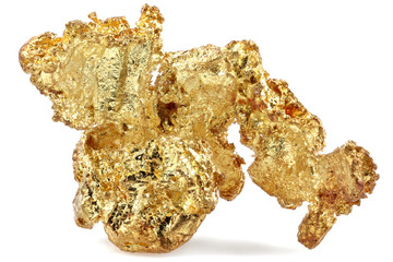 native 0.24 gram gold nugget from Venezuela isolated on white background