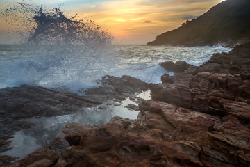 Sunset Seascape at Khao Laem Ya–Mu Ko Samet Thai marine national park,  Rayong, Thailand.