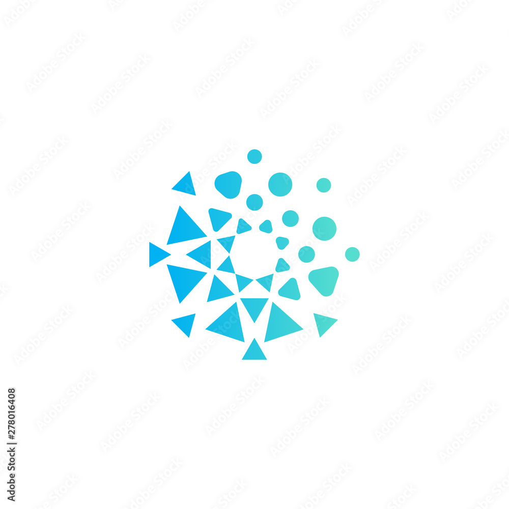 Poster geometric shapes logo template. abstract unusual round logo concept. ideal logo for website and syst