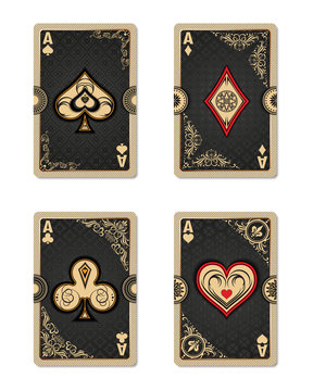 Collection of four aces in vintage style.