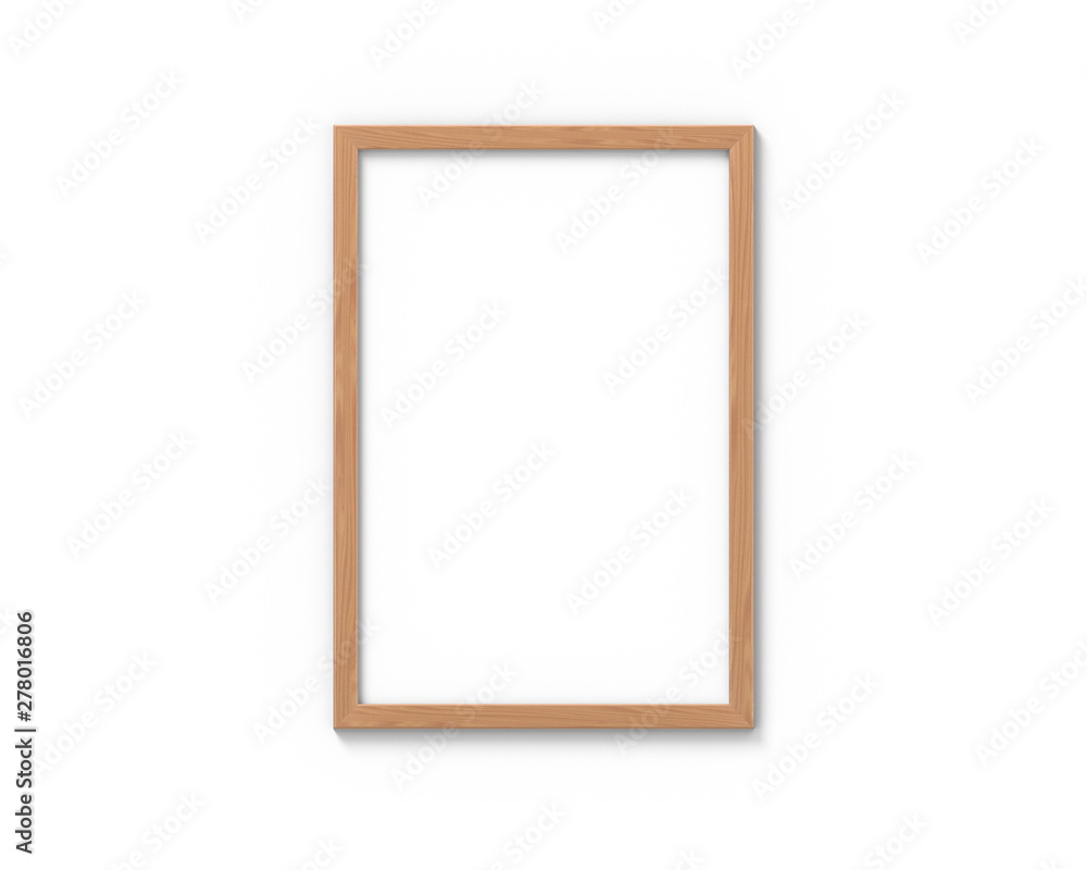 Poster vertical wooden frames mockup with a border hanging on the wall. empty base for picture or text. 3d 